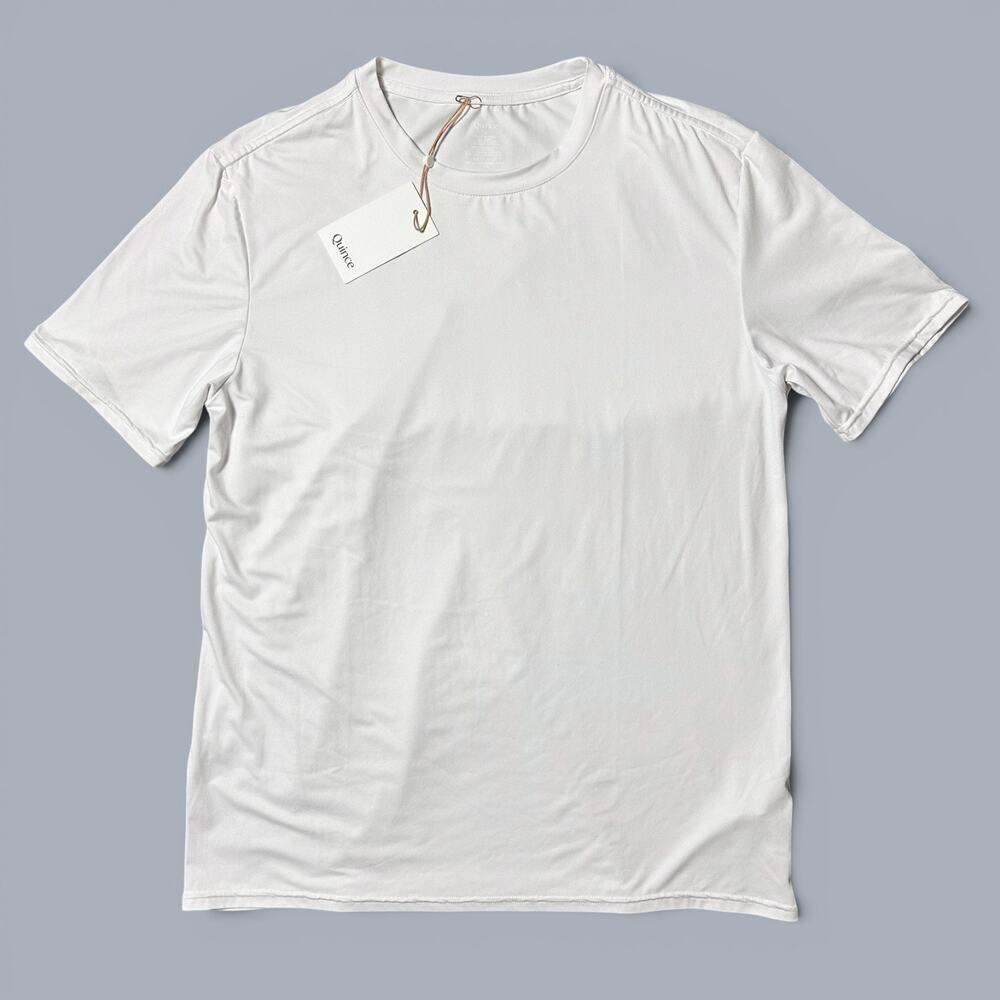 Quince Flowknit Breeze Performance Tee Mens Size M White Moisture Wicking NWT